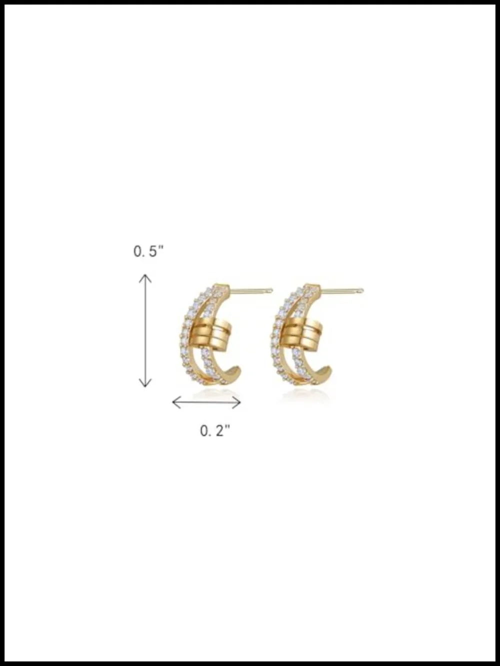 14K Gold Plated Cubic Zirconia Hoop Earrings for Women